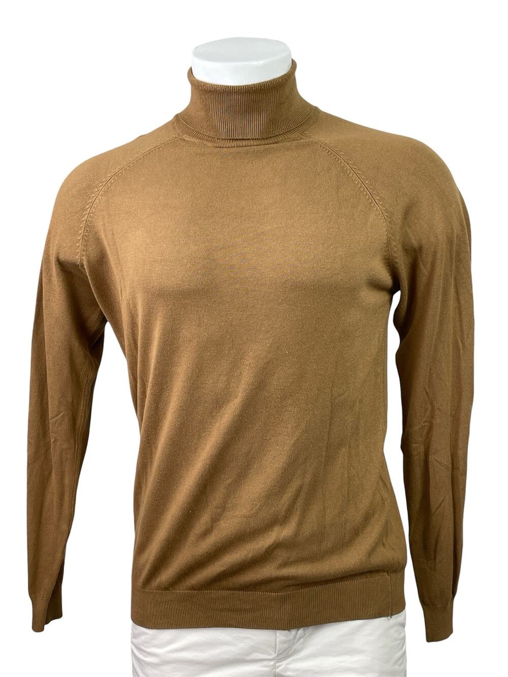 Zara Men's Tan Turtleneck Knit Long Sleeve Stretch Pullover Sweater Top Size M
